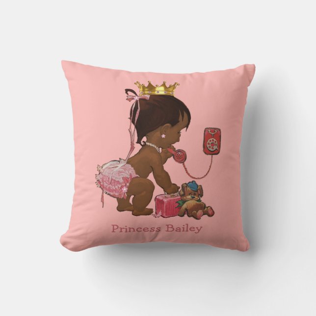 Personalised Ethnic Princess on Phone Teddy Bear Cushion (Front)