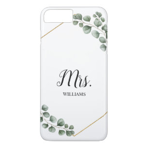 Personalised Eucalyptus Greenery Mrs Bride iPhone 8 Plus/7 Plus Case
