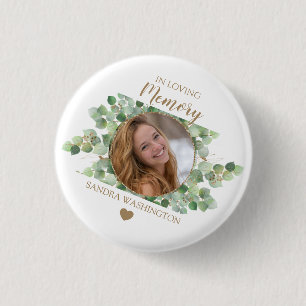 Personalised Eucalyptus Photo Memorial 3 Cm Round Badge