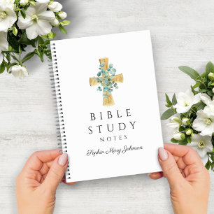 Personalised Eucalyptus Religious Cross Notebook