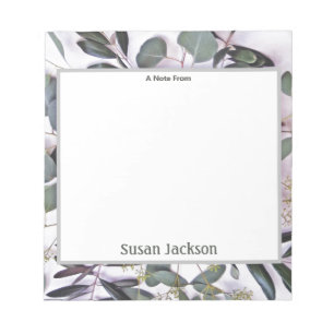 Personalised Eucalyptus Sage and Grey Notepad