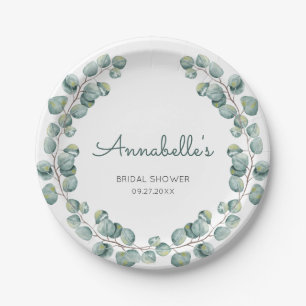 Personalised Eucalyptus Wreath  Bridal Shower Paper Plate