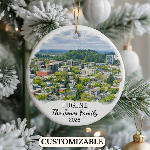 Personalised Eugene Ornament, Custom Oregon Ceramic Ornament