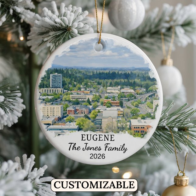 Personalised Eugene Ornament, Custom Oregon Ceramic Ornament (Creator Uploaded)