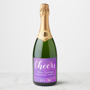 Personalised Event Violet Marbled Art Sparkling Wine Label