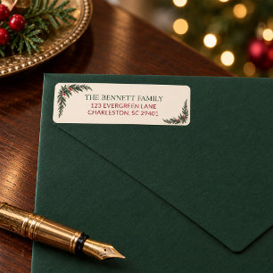 Personalised Evergreen Christmas Address Label Return Address Label