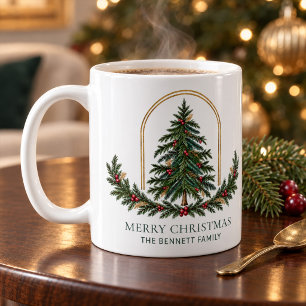 Personalised Evergreen Family Christmas Mug