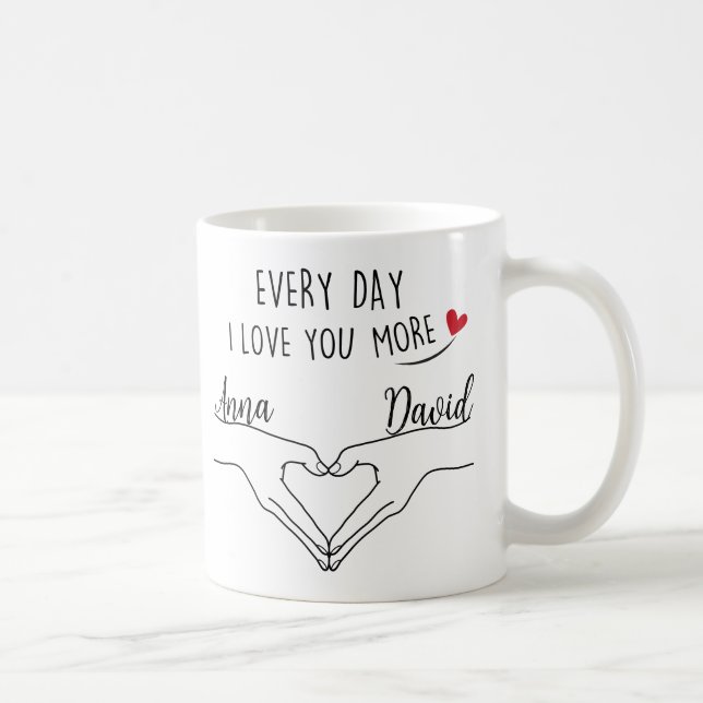 Personalised Everyday I Love You More With Names Coffee Mug (Right)