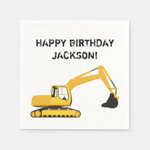 Personalised Excavator Construction Truck Napkin