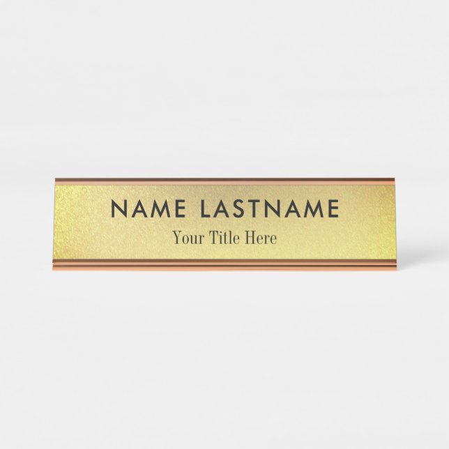 Personalised Executive Office Custom Gold Desk Name Plate (Front)