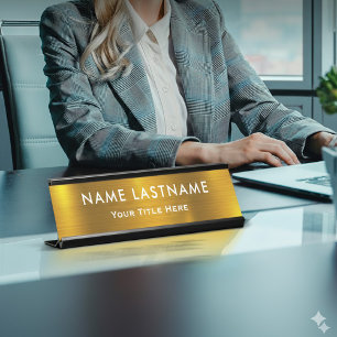 Personalised Executive Office Custom Gold Desk Name Plate