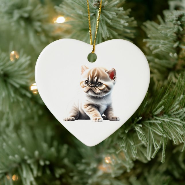 Personalised Exotic Shorthair Kitten Ceramic Ornament (Tree)