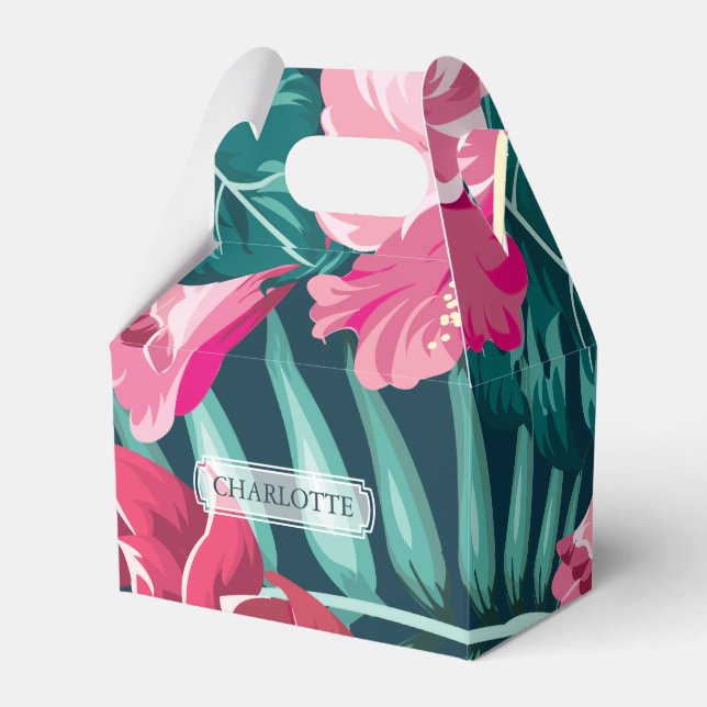 Personalised Exotic Summer Floral Favour Box (Front Side)