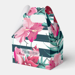 Personalised Exotic Summer Floral striped Favour Box