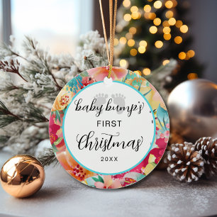 Personalised Expecting Baby Bump Christmas Ceramic Ornament