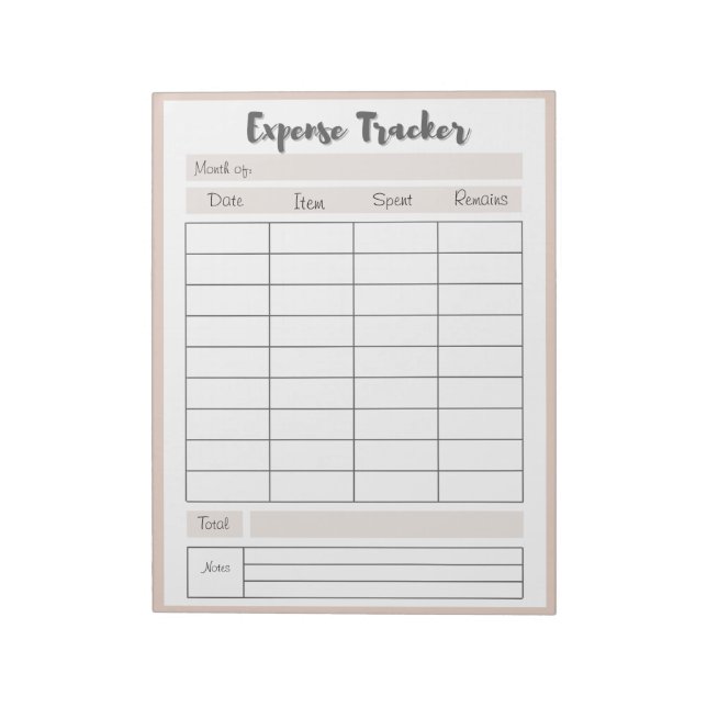 Personalised Expense Trackers Notepad (Rotated)