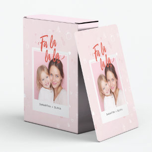 Personalised Fa La La La Pink Christmas Photo Playing Cards