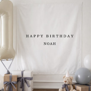 Personalised Fabric Birthday Banner Minimal Tapestry