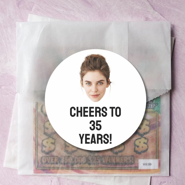 Personalised Face 20th 30th 40th 50 Birthday Party Classic Round Sticker (Creator Uploaded)