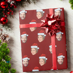 Personalised Face 2 Photo Santa Hat Christmas Gift Wrapping Paper<br><div class="desc">Personalised Face 2 Photos Santa Hat Christmas Gift Wrap</div>
