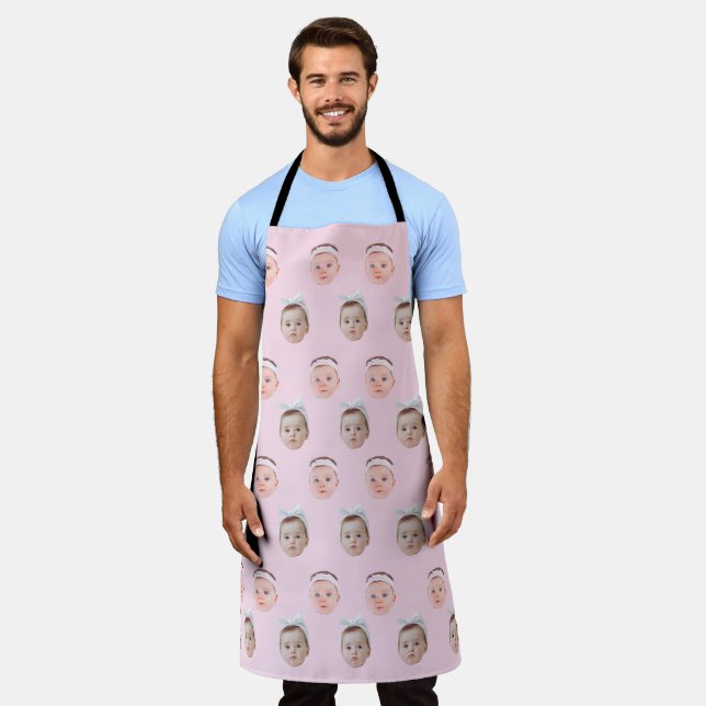 Personalised Face 2 Photos, Custom Face, Dad Mum  Apron (Worn)