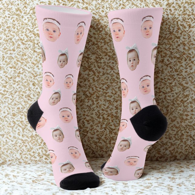 Personalised Face 2 Photos, Custom Face, Dad Mum  Socks (Creator Uploaded)