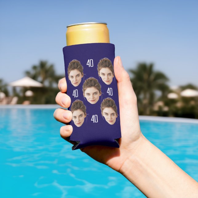 Personalised Face 30th 40th 50th Birthday Favours Seltzer Can Cooler (In Situ Pool)