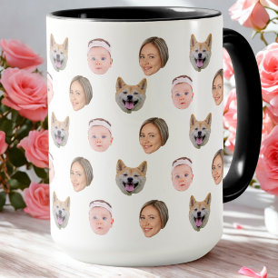 Personalised Face 3 Photo Gift For Family Mug