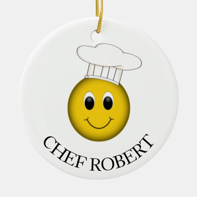 Personalised Face Chef Ceramic Tree Decoration (Front)
