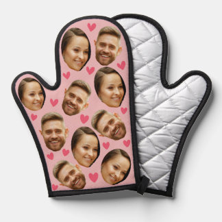 Personalised Face Custom Photo Heart Couple Blush Oven Mitt