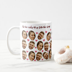 Personalised Face Custom Photo With Heart Couple Coffee Mug