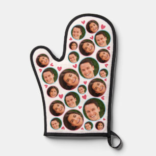 Personalised Face Custom Photo With Heart Couple Oven Mitt
