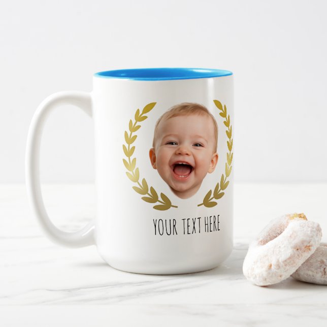 Personalised Face Photo Funny  Two-Tone Coffee Mug (With Donut)