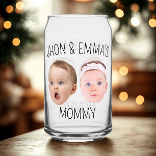 Personalised Face Photo Kids, Mother's Day Gift Can Glass