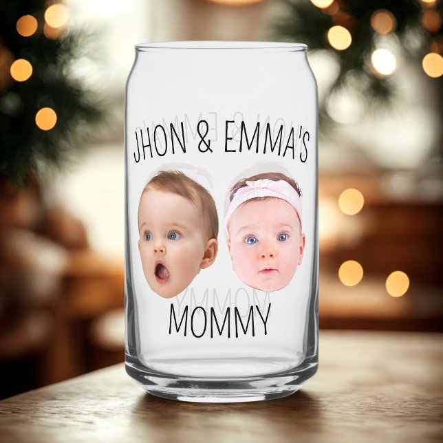 Personalised Face Photo Kids, Mother's Day Gift Can Glass (Creator Uploaded)