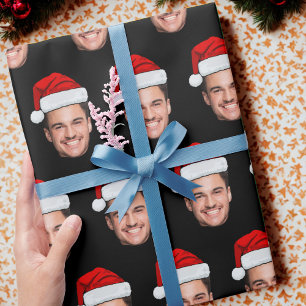 Personalised Face Photo Santa Claus Hat Christmas Wrapping Paper