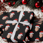 Personalised Face Santa Hat 2 Photos Wrapping Paper<br><div class="desc">Personalised Face 2 Photos Santa Hat Christmas Black Gift Wrap</div>