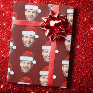 Personalised Face Santa Hat Gift Wrap Funny Heads