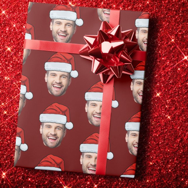 Personalised Face Santa Hat Gift Wrap Funny Heads (Creator Uploaded)