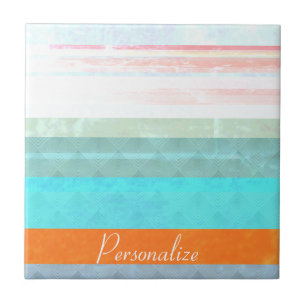 Personalised Faded & Weathered Stripes Ceramic Tile