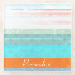 Personalised Faded & Weathered Stripes Glass Coaster