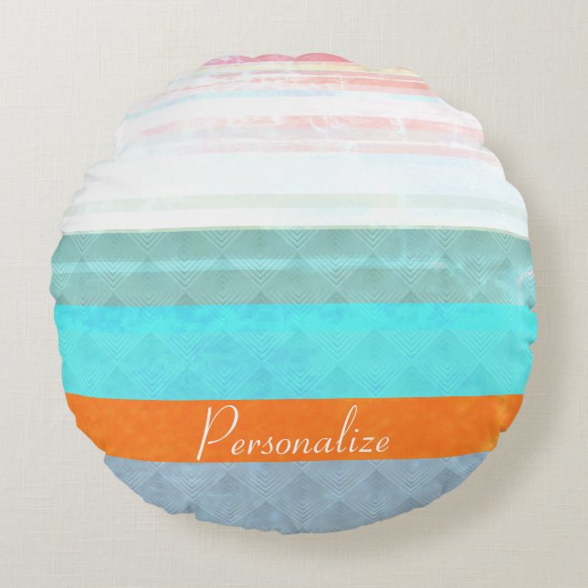 Personalised Faded & Weathered Stripes Round Cushion (Front)