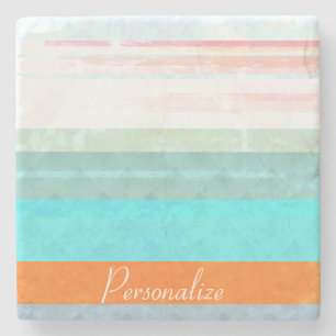 Personalised Faded & Weathered Stripes Stone Coaster