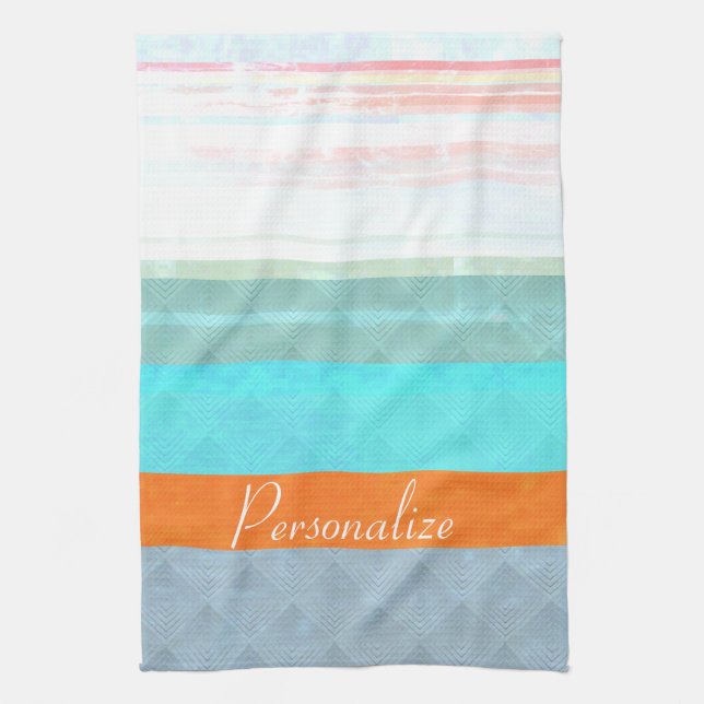 Personalised Faded & Weathered Stripes Tea Towel (Vertical)