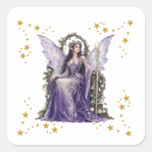Personalised Fairy Angel 7th Birthday Party Napkin Square Sticker