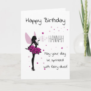 Personalised Fairy Birthday Card - Pink