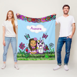 Personalised Fairy, Flowers and Butterflies Girl's Fleece Blanket