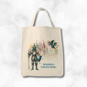 Personalised Fairy Tale Knight Library Book Tote Bag