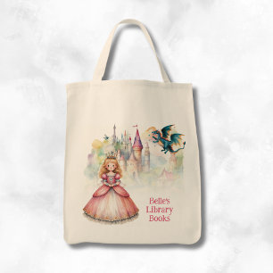 Personalised Fairy Tale Princess Dragon Library Tote Bag