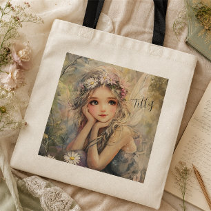 Personalised Fairy Watercolor Flower Girl Wedding Tote Bag